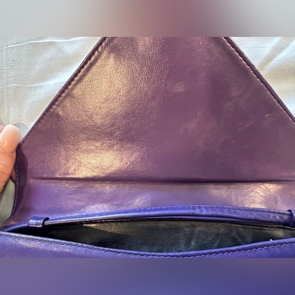 Vintage Musa Brazil Purple Genuine Leather Envelope Crossbody Clutch Bag 80s - Picture 8 of 10